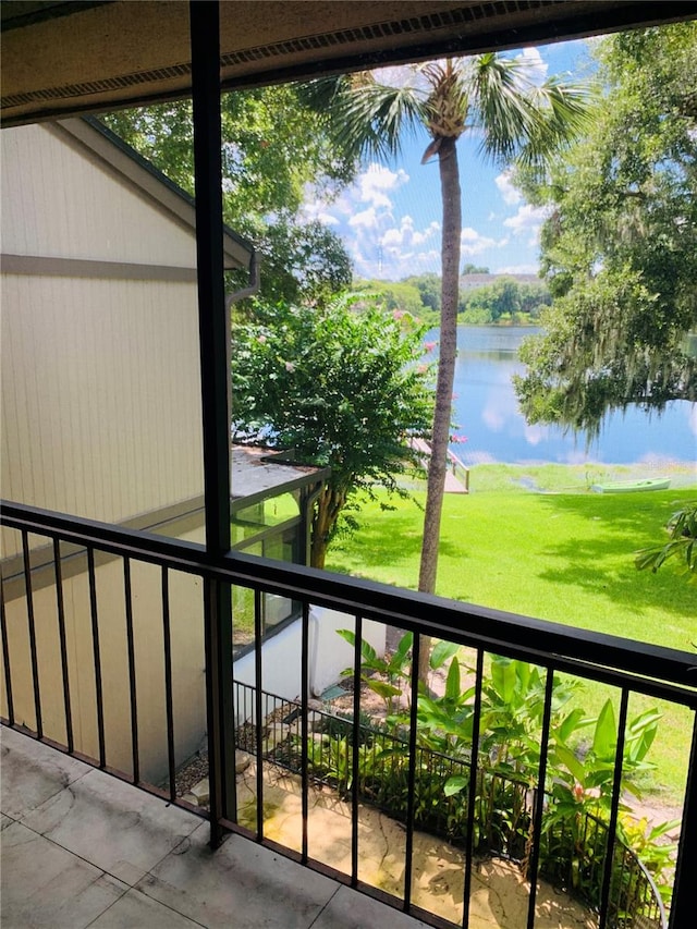 balcony with a water view