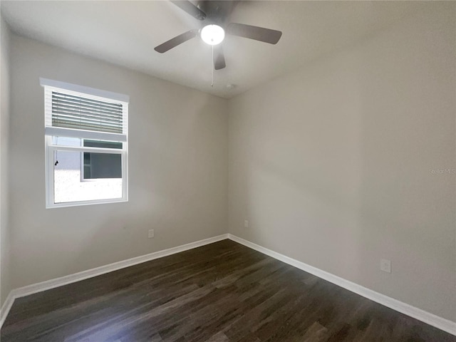 unfurnished room featuring wood-type flooring and ceiling fan