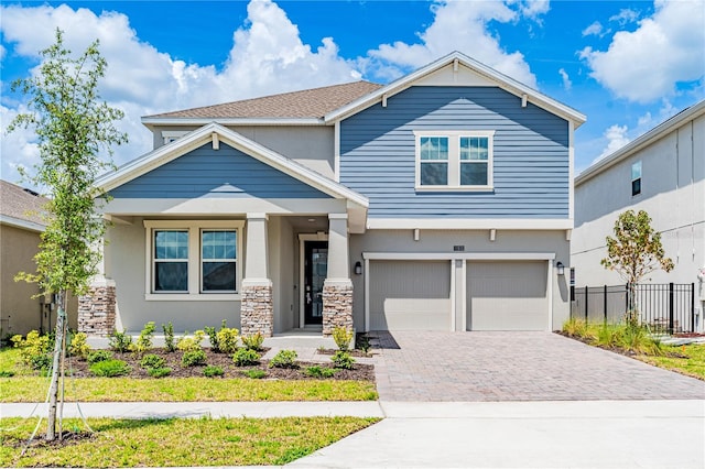 view of front of house with a garage