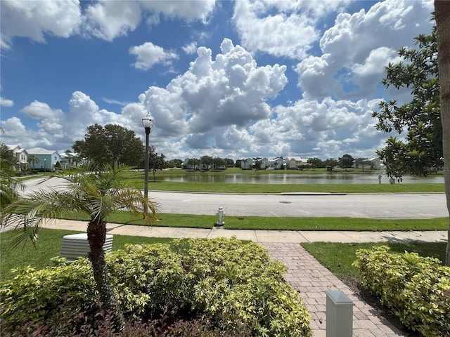 view of property's community with a water view