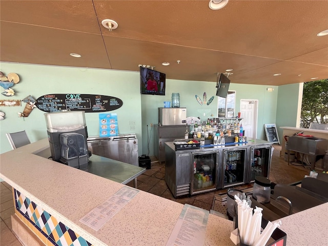 kitchen with wine cooler