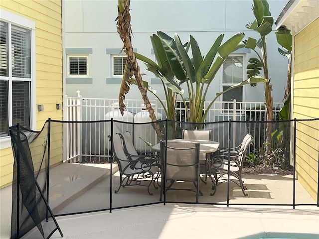 balcony with a patio area