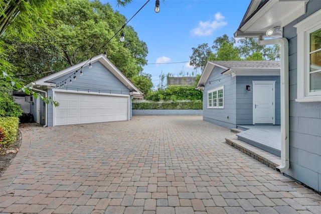 view of detached garage