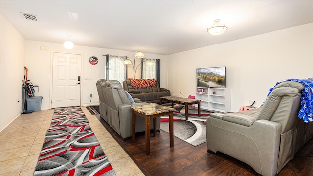 view of tiled living room