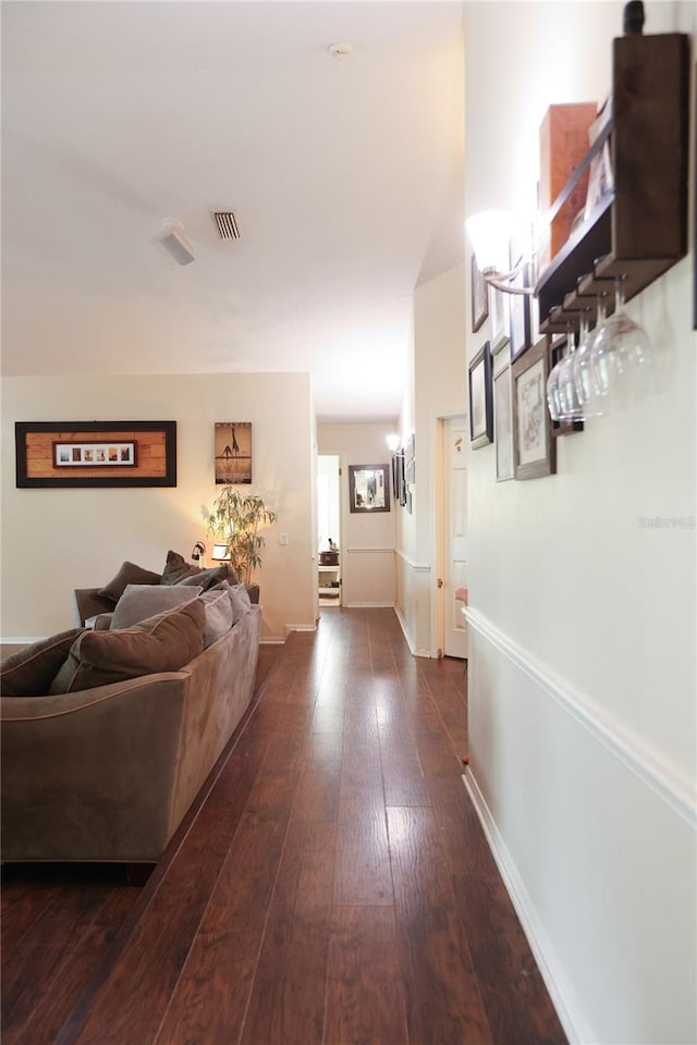 hall featuring dark hardwood / wood-style flooring