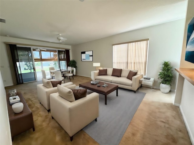 living room with light colored carpet