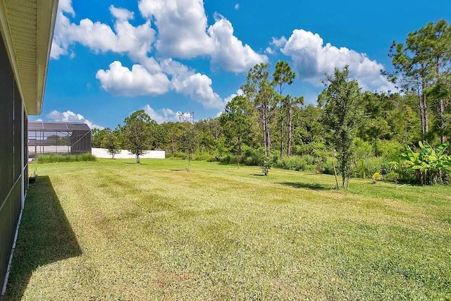 view of yard featuring a lanai