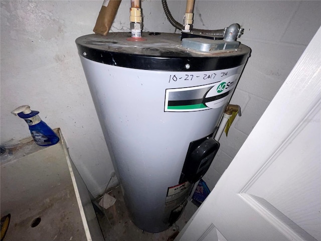 utility room featuring gas water heater