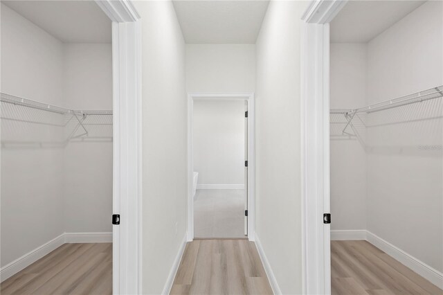 walk in closet featuring light wood-type flooring