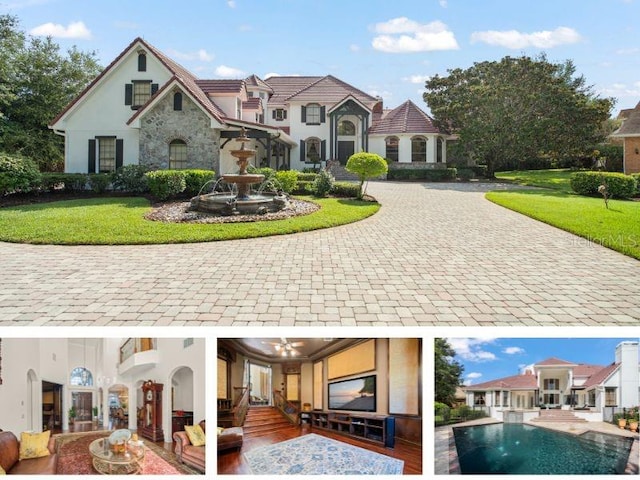 exterior space featuring a patio area, french doors, and a yard