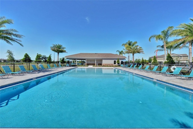 community pool with fence