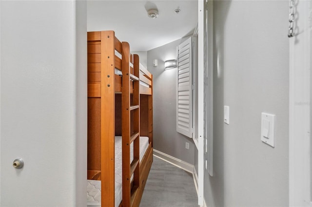 interior space featuring dark tile patterned floors