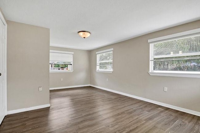 unfurnished room featuring dark wood-type flooring and a wealth of natural light