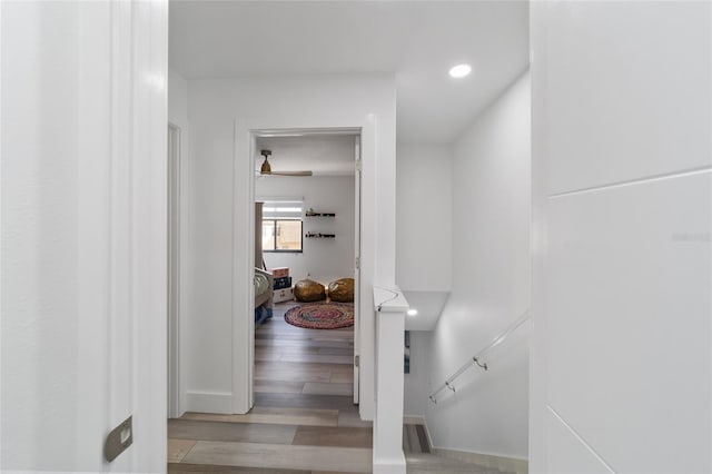 hallway featuring light wood-type flooring