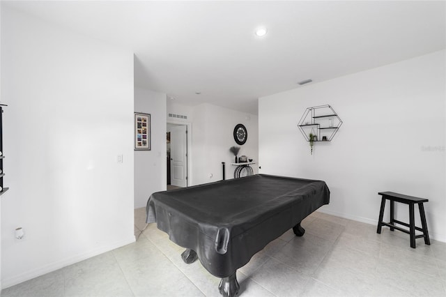 recreation room featuring billiards and light tile patterned floors