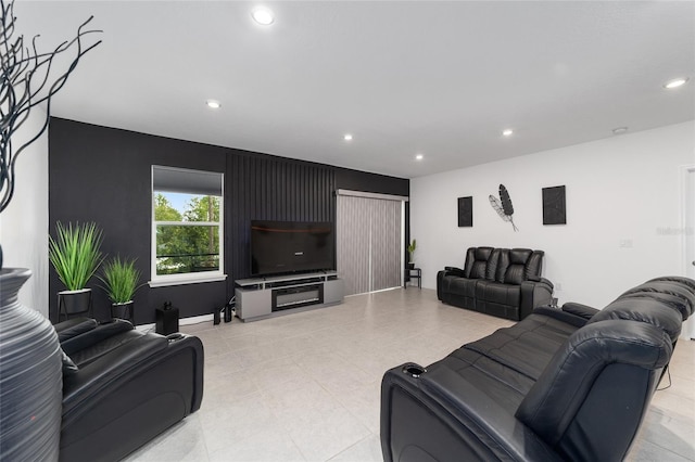 view of tiled living room