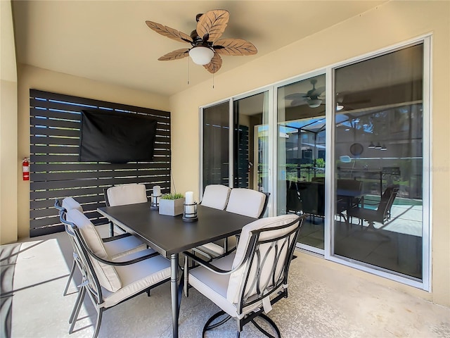 view of patio with ceiling fan