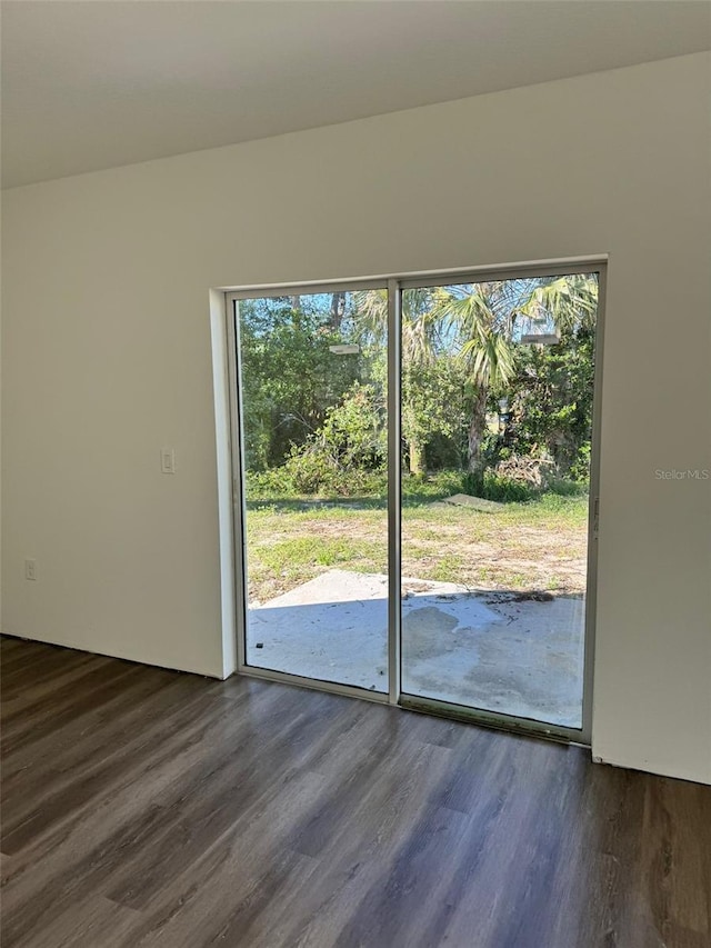 unfurnished room with plenty of natural light and dark hardwood / wood-style floors