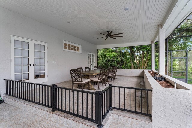 view of patio / terrace with french doors and ceiling fan