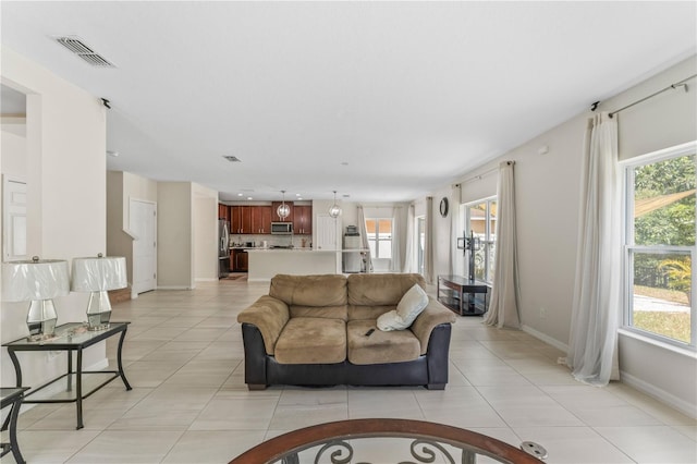 view of tiled living room