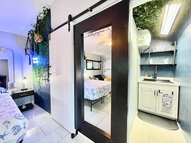 interior space featuring tile patterned flooring and vanity