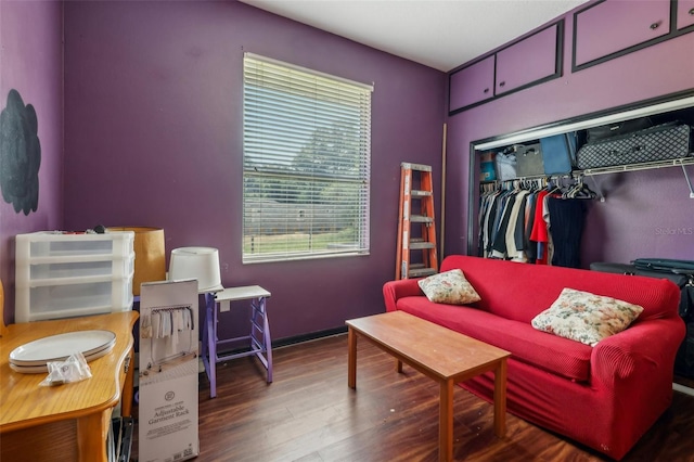 interior space with hardwood / wood-style floors