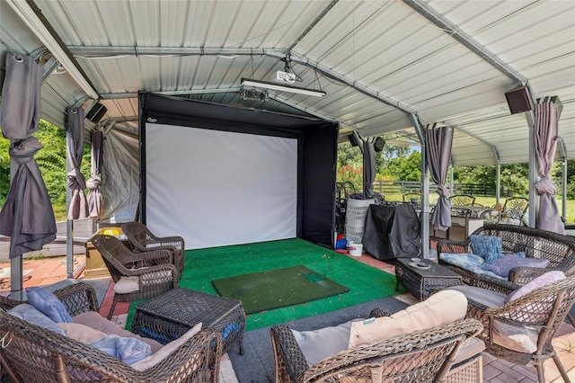 exterior space featuring an outdoor hangout area