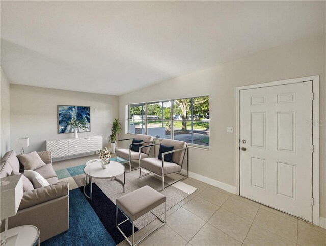 view of tiled living room