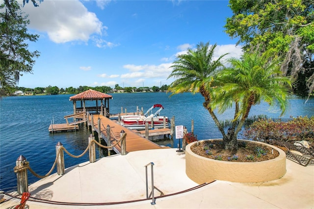 view of dock featuring a water view