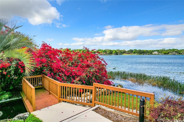 deck with a water view