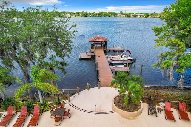 view of dock featuring a water view