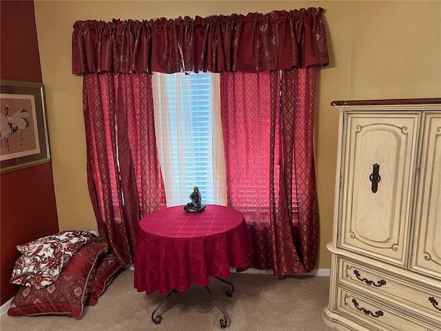 dining room featuring carpet