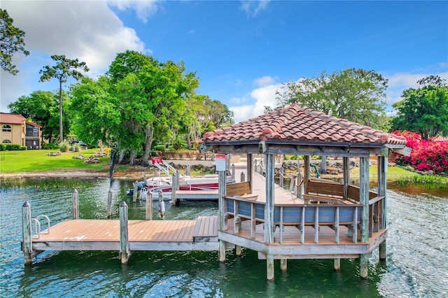 view of dock featuring a water view