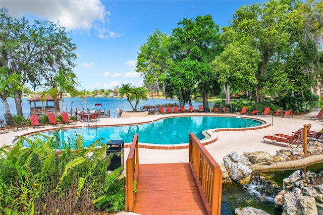 view of pool featuring a patio area