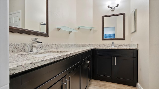 bathroom featuring hardwood / wood-style floors and vanity