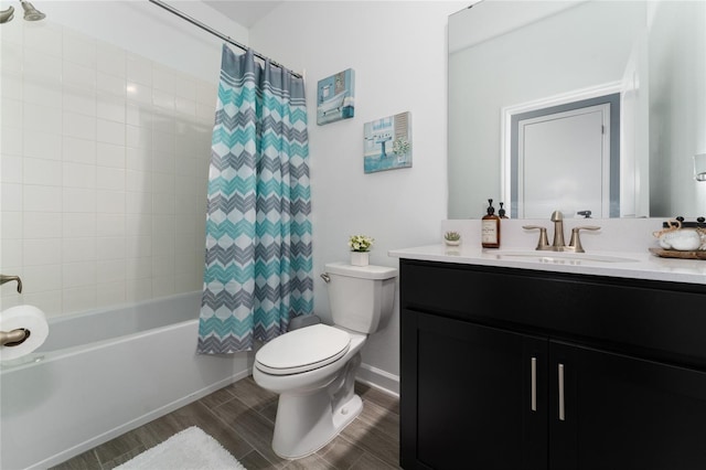 full bathroom featuring vanity, toilet, and shower / bath combo