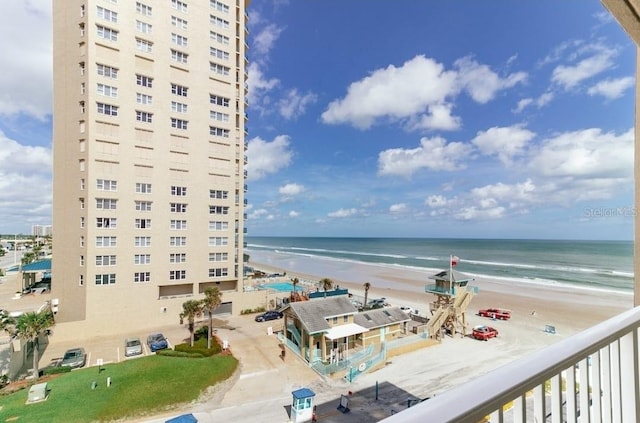 property view of water featuring a view of the beach