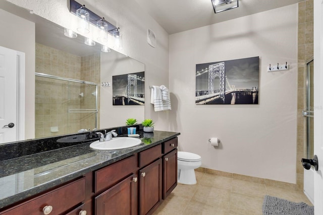 bathroom featuring tile patterned floors, vanity, and toilet