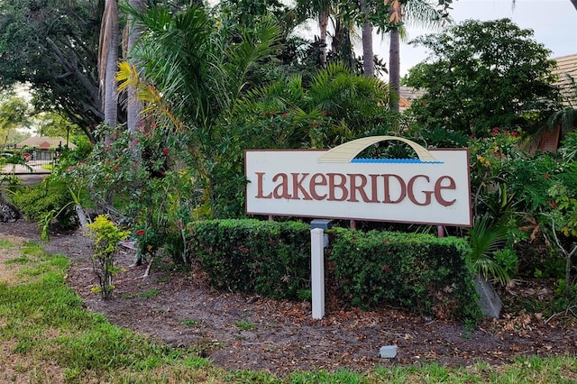 view of community sign