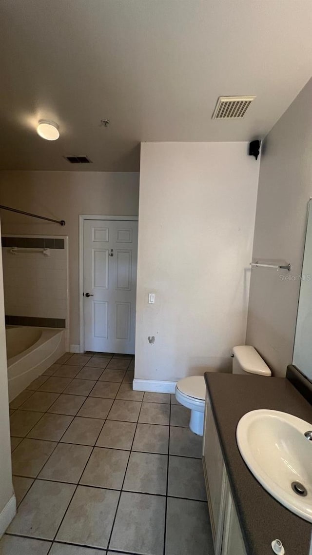 full bathroom with tile patterned flooring, vanity, toilet, and shower / washtub combination