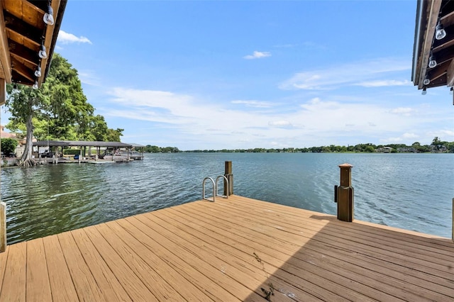 view of dock featuring a water view