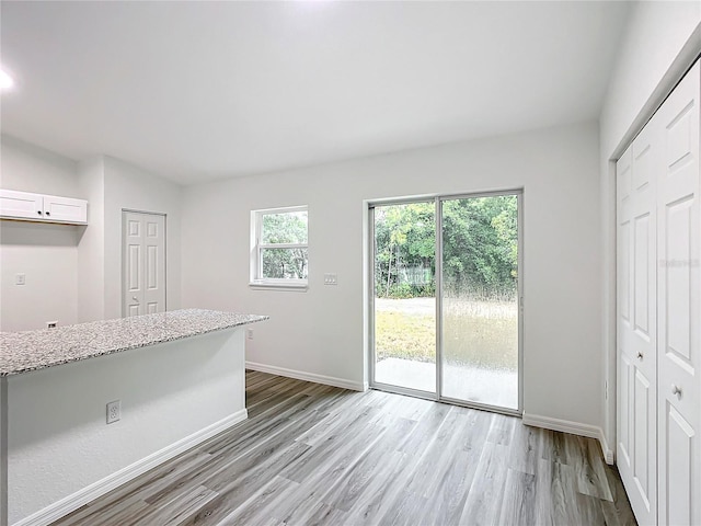 interior space with light hardwood / wood-style flooring