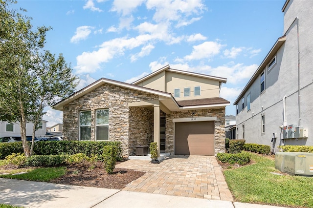 view of front of house with a garage