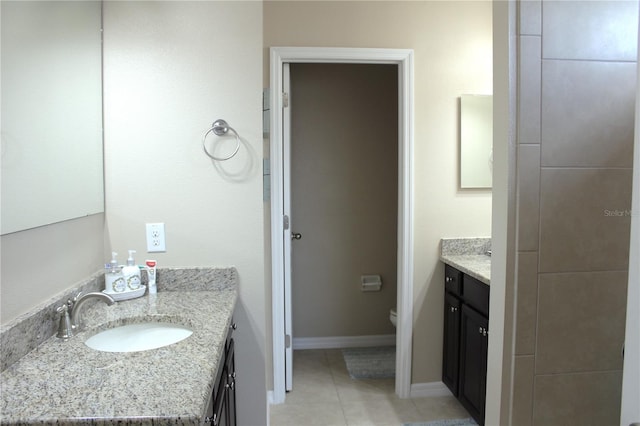 bathroom with tile patterned floors, vanity, and toilet