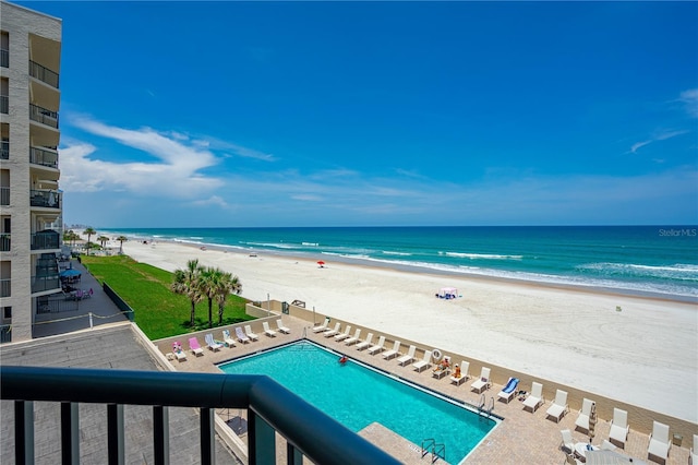 view of water feature with a view of the beach