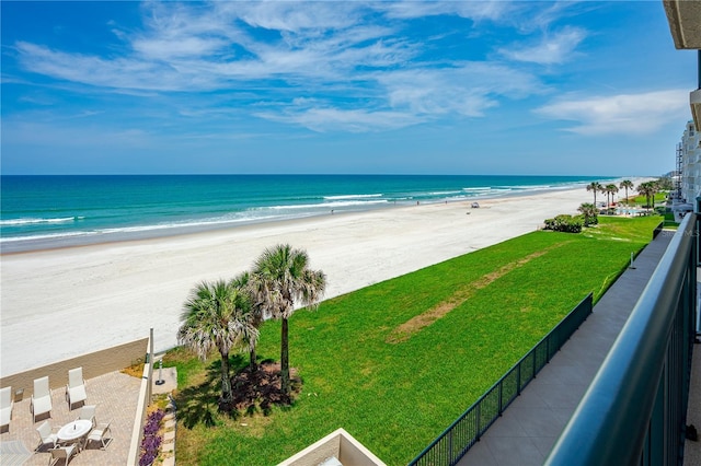 property view of water with a beach view