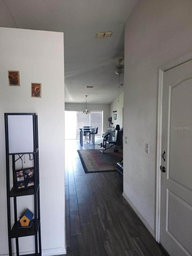 corridor featuring dark hardwood / wood-style floors