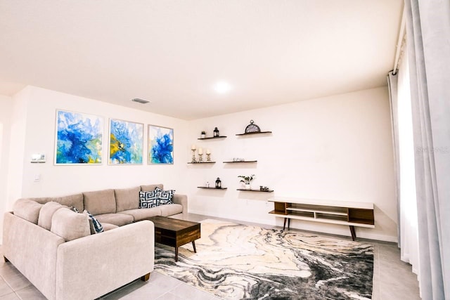 view of tiled living room