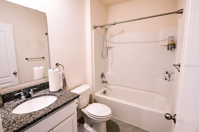 full bathroom with vanity, toilet, and  shower combination