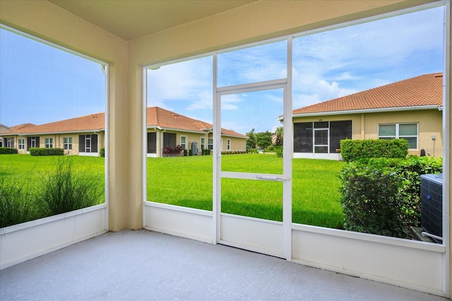 view of unfurnished sunroom